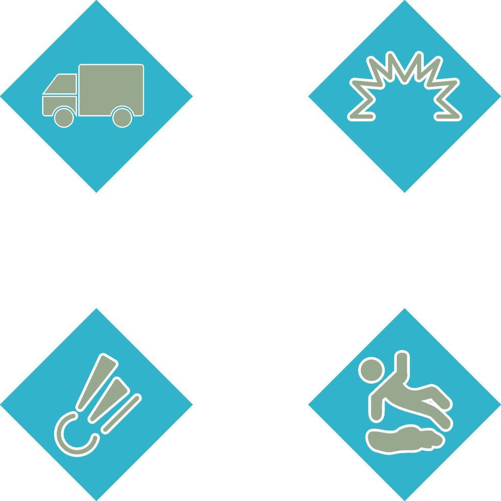 dangerous vehicle and danger of welding Icon vector
