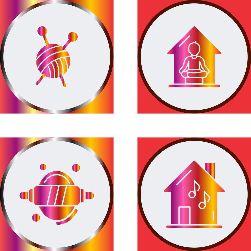 Knitting and Yoga At home Icon vector