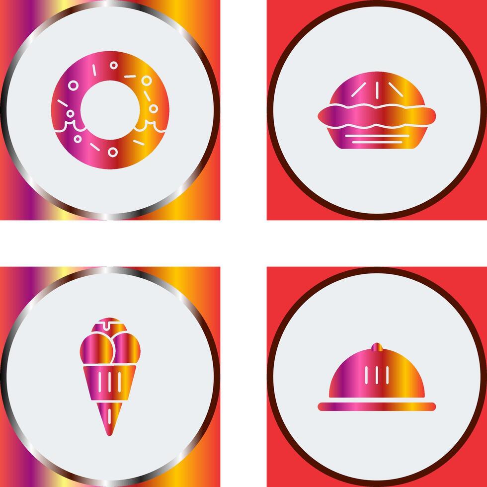 rosquilla y tarta icono vector