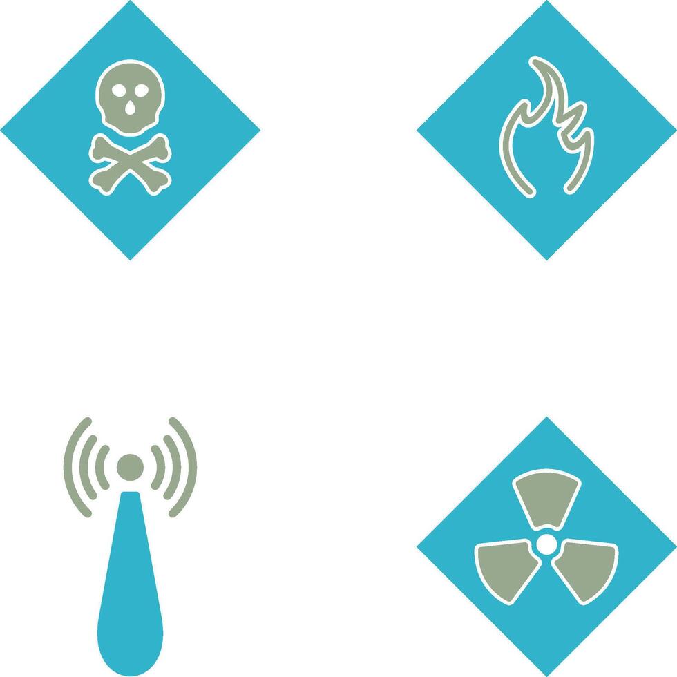 poisonous gas and Danger of flame Icon vector