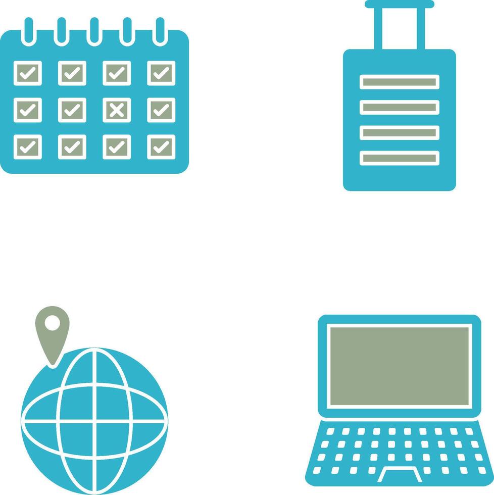 marked calendar and luggage Icon vector