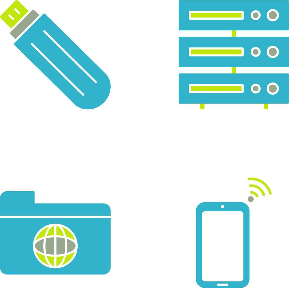 usb drive and server Icon vector