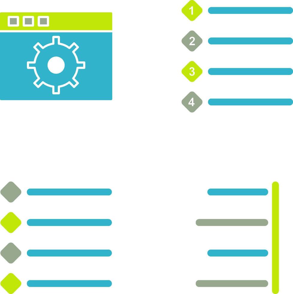 settings and numbered lists Icon vector
