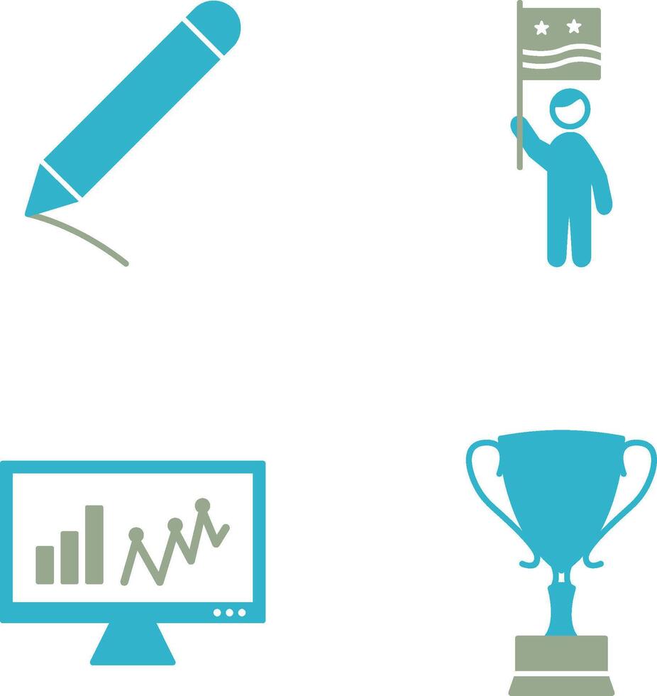 Pencil and Raising flag Icon vector