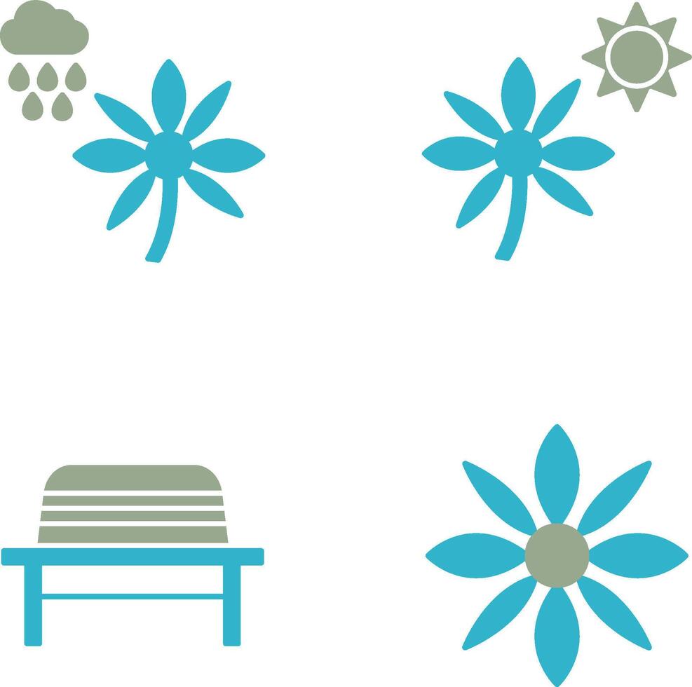 Flower with rain and Flower Icon vector