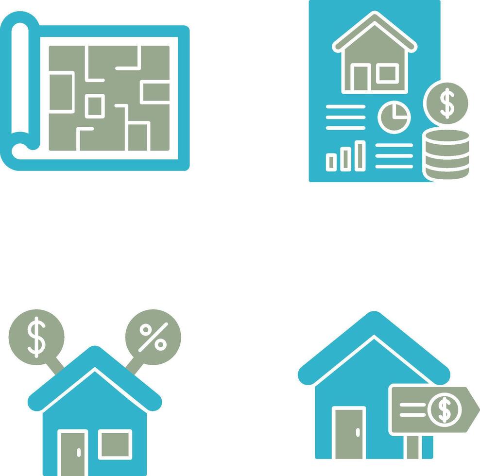 Blueprint and loan Icon vector