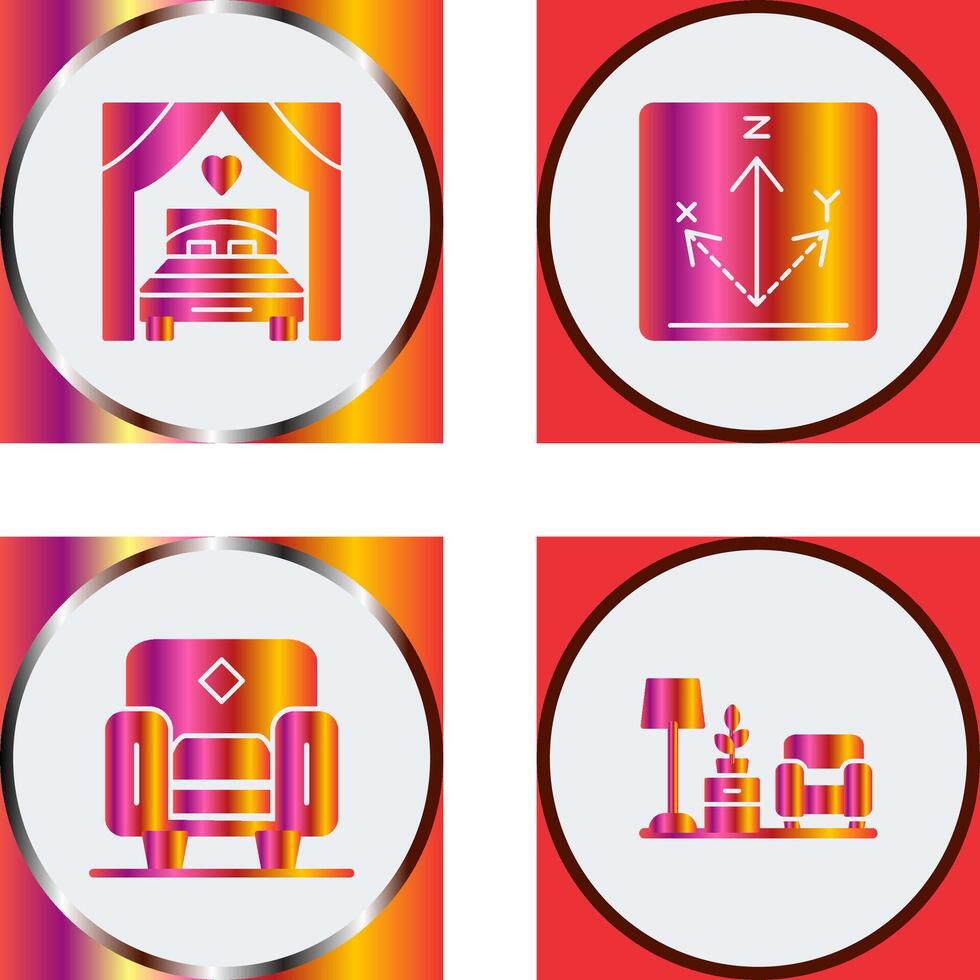 Bed and Axis Icon vector