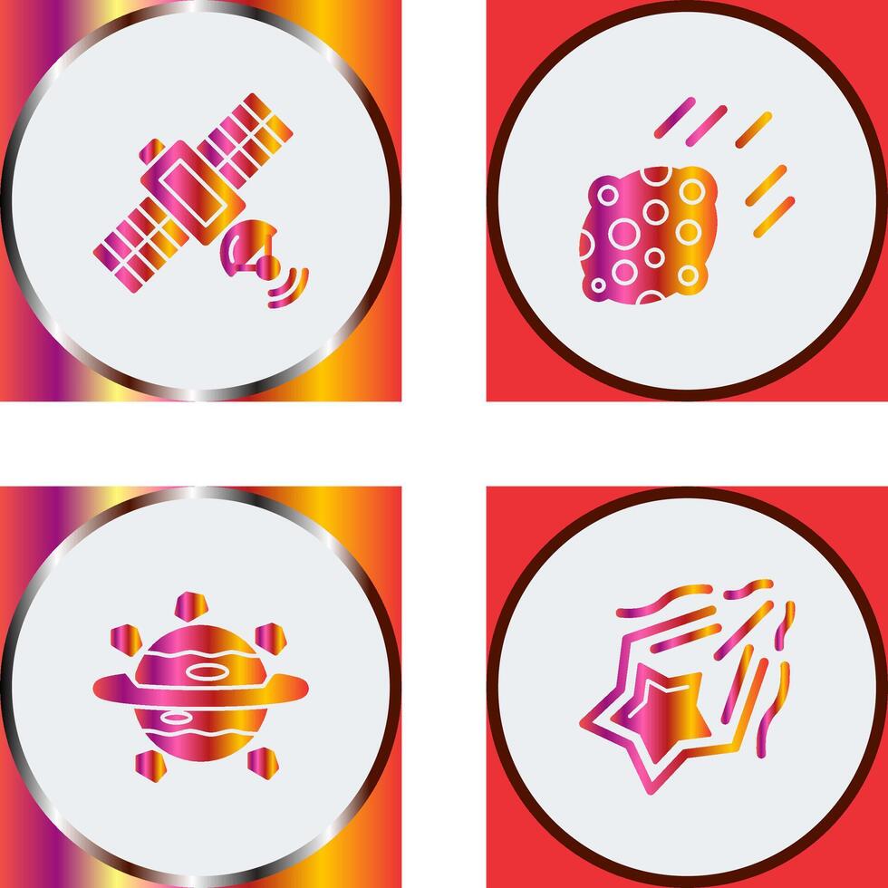 satelite and asteroid Icon vector