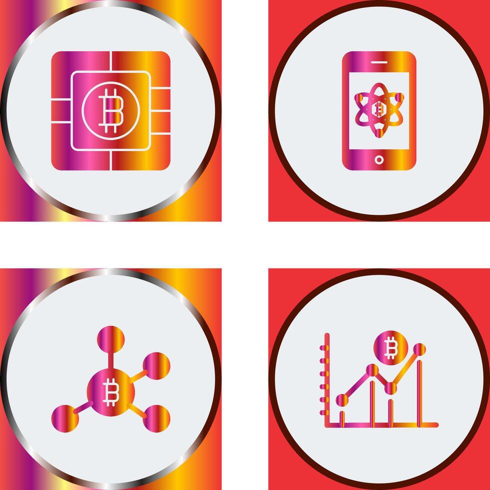 Bitcoin Chip and Mobile Icon vector