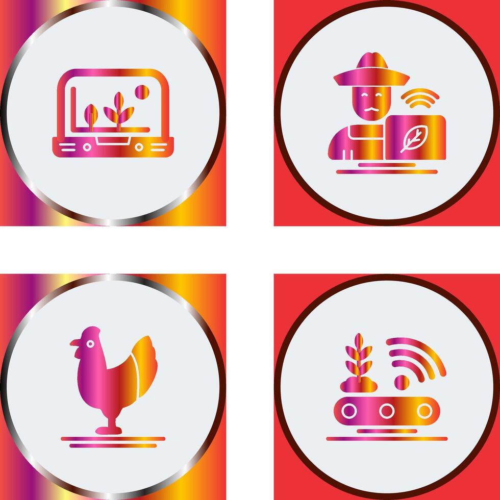 Smart Farm and Farmer Icon vector