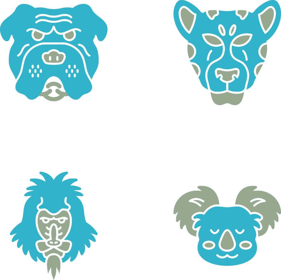 buldog y leopardo icono vector