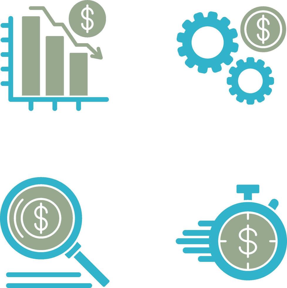 Chart Down and Settings Icon vector