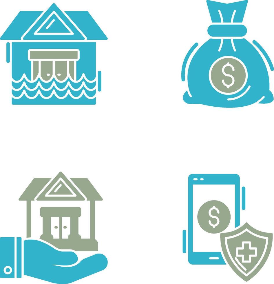 Natural Disaster and Money Bag Icon vector