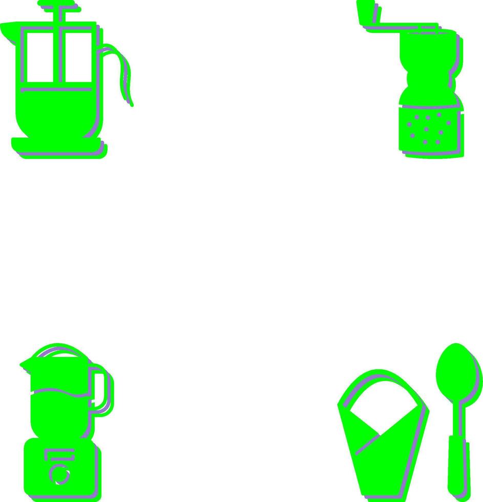 french press and coffee grinder Icon vector
