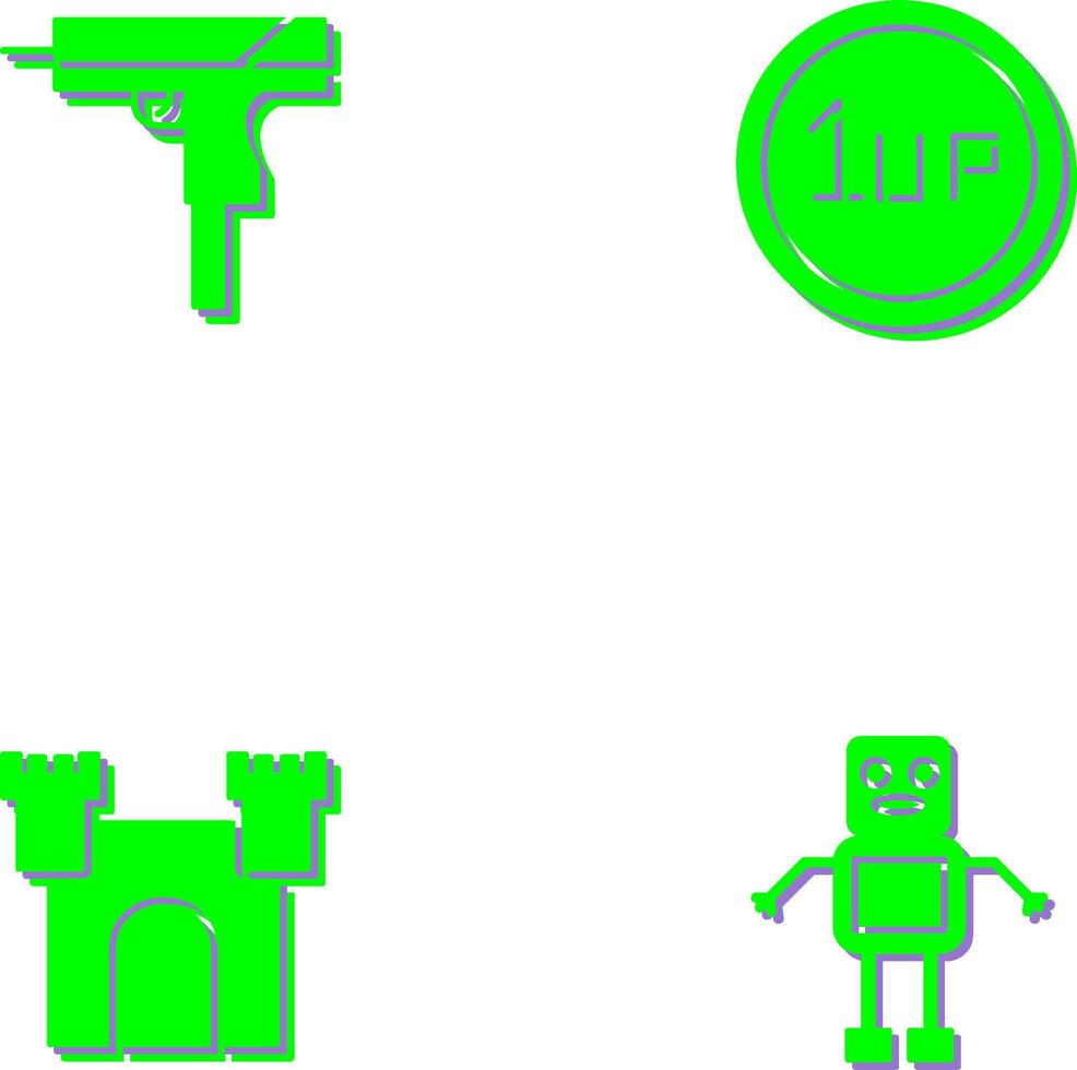 Gun and 1UP Icon vector