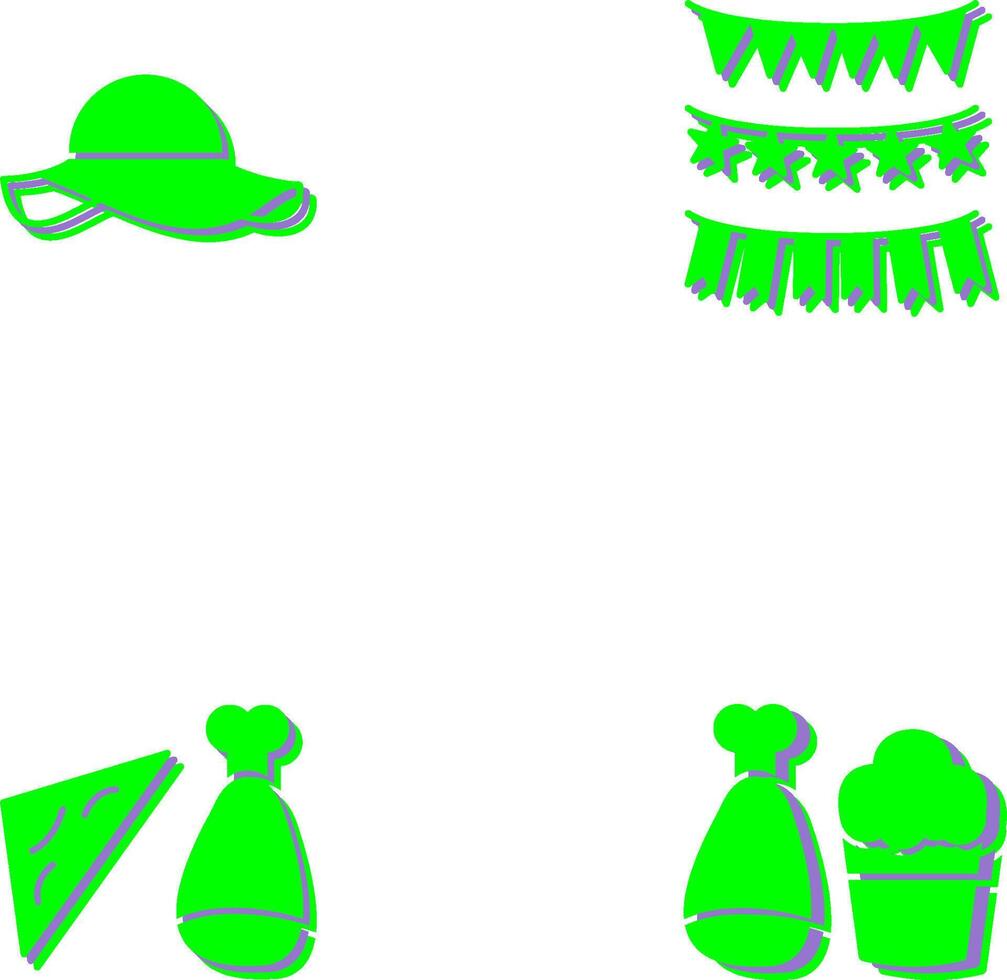 Garlands and Woman Hat Icon vector