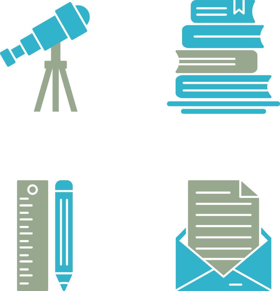 Telescope and BooksSnack and Money Icon vector
