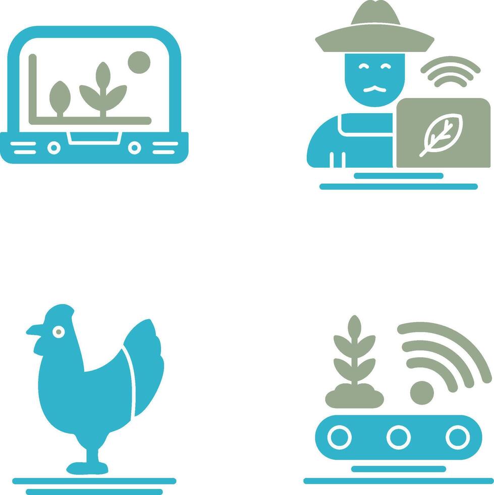 Smart Farm and Farmer Icon vector