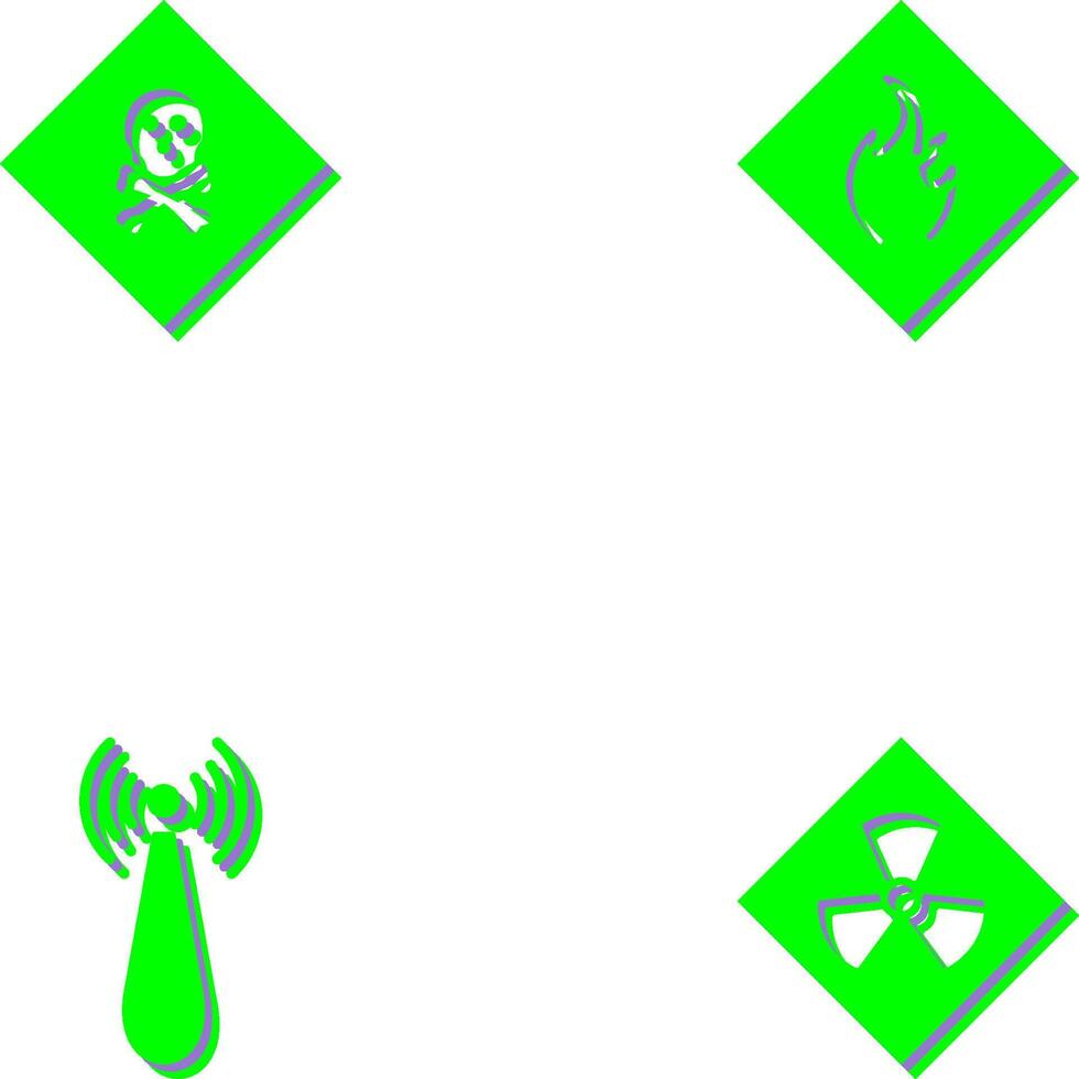 poisonous gas and Danger of flame Icon vector