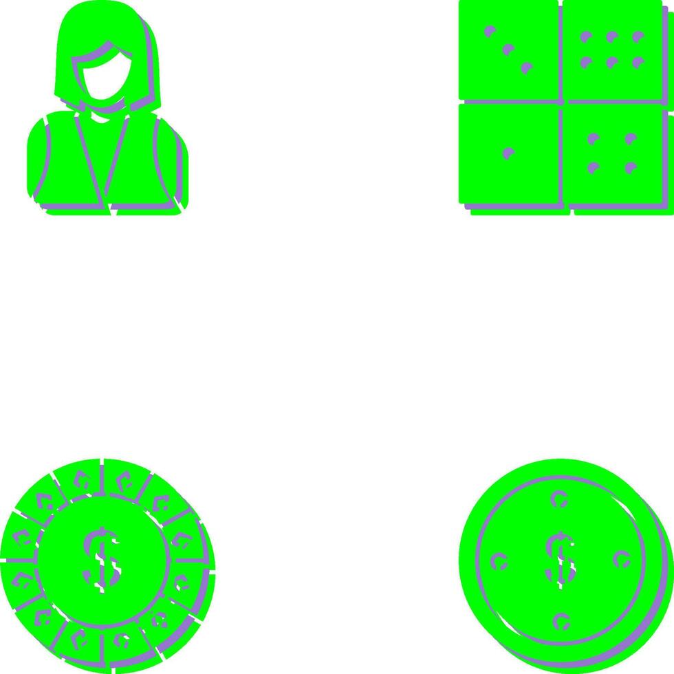 elegant lady and domino game Icon vector