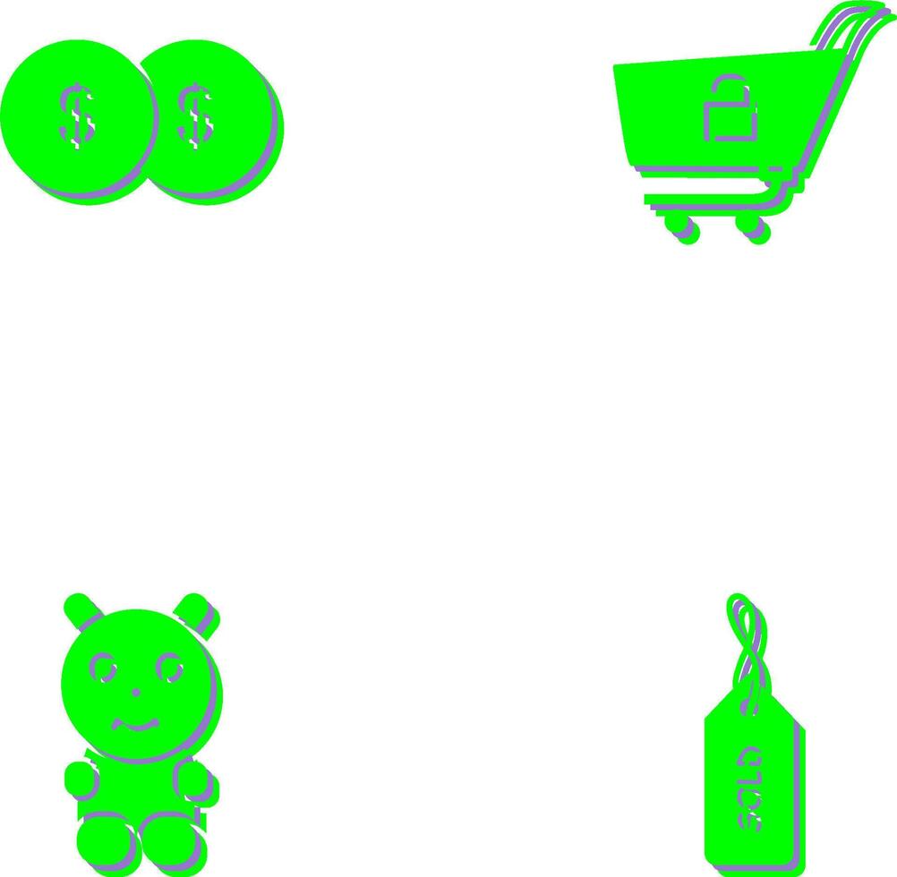 coins and unlock cart Icon vector