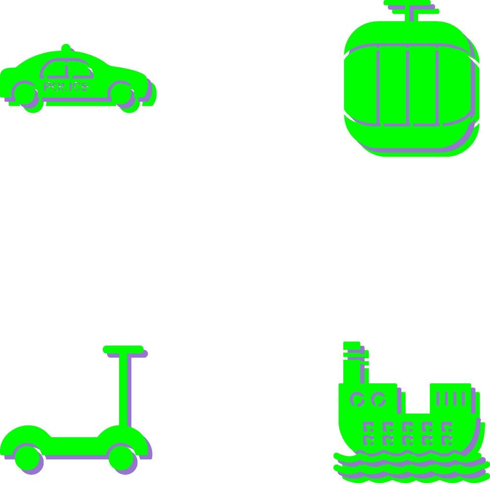 Police Car and Cable Car Icon vector