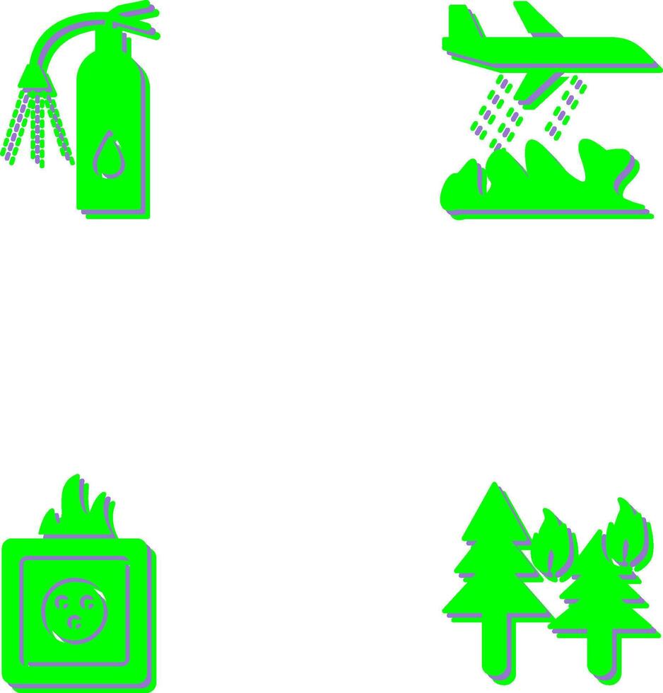 using extinguisher and firefighter plane Icon vector