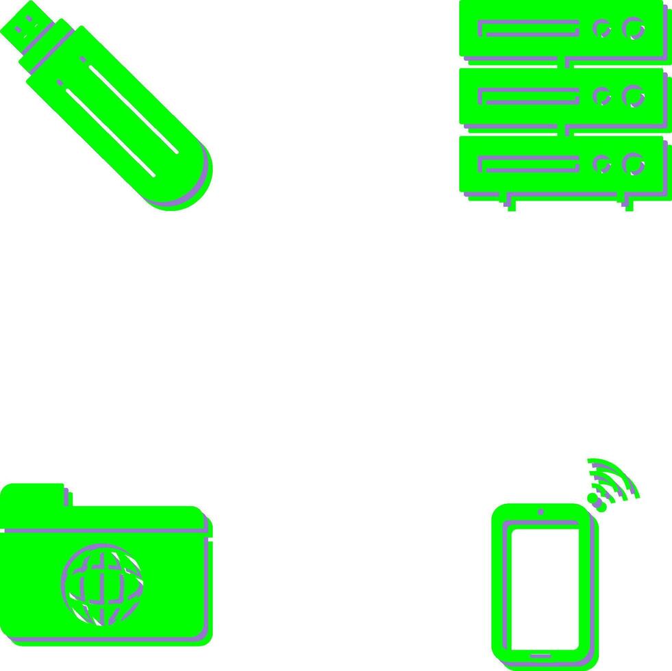 usb drive and server Icon vector