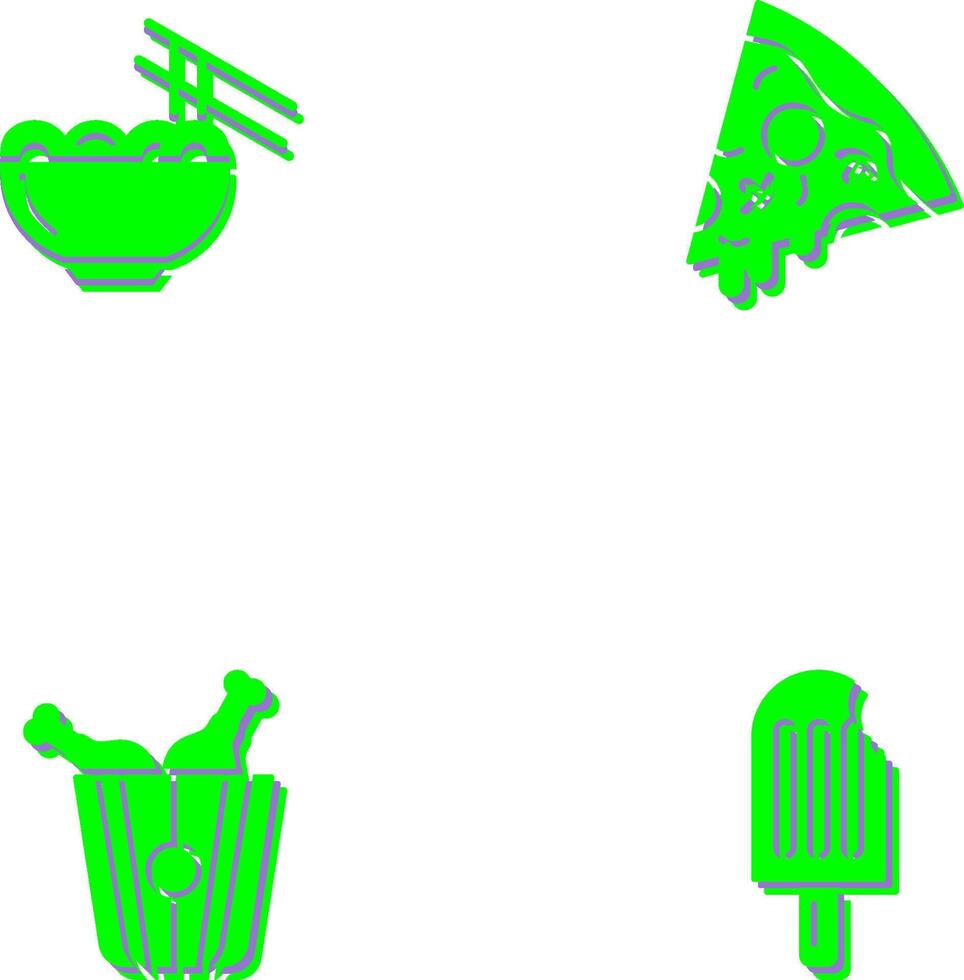 Chinese food and Pizza Icon vector