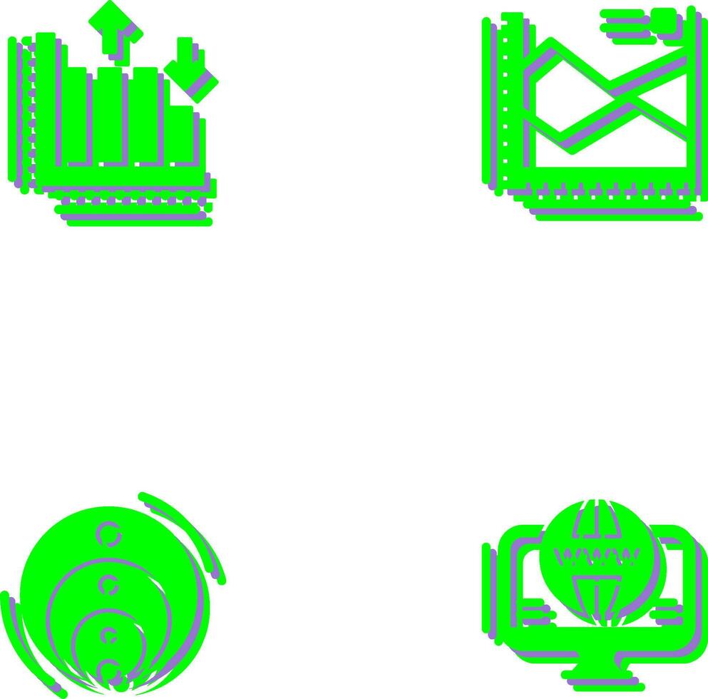 Spline Chart and Bar Graph Icon vector