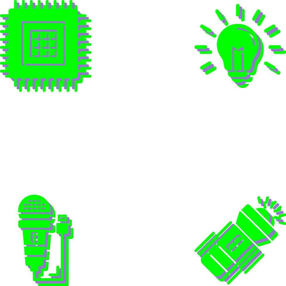 Processor and Light Bulb Icon vector