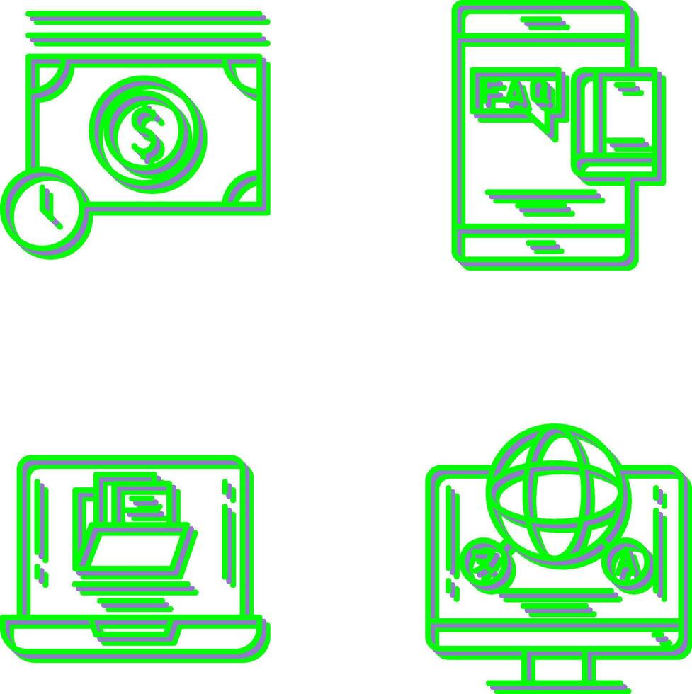 Time is Mony and Faq Icon vector