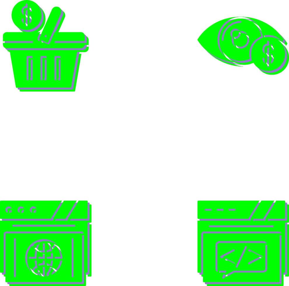 compras cesta y ojo icono vector