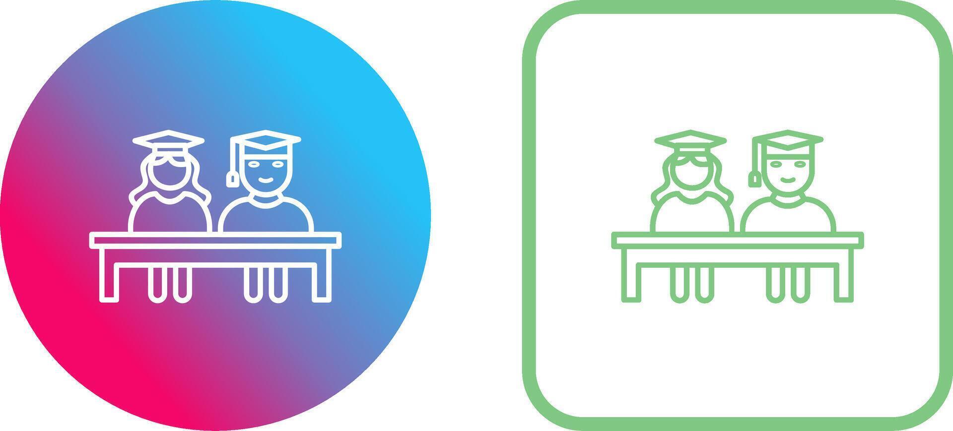 Unique Students Sitting Icon Design vector