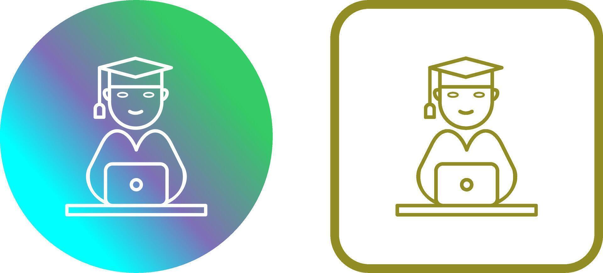 Unique Studying on Laptop Icon Design vector
