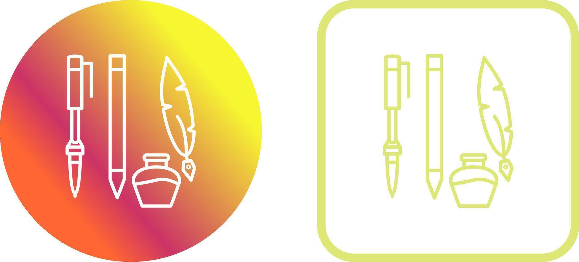 Unique Writing Equipment Icon Design vector