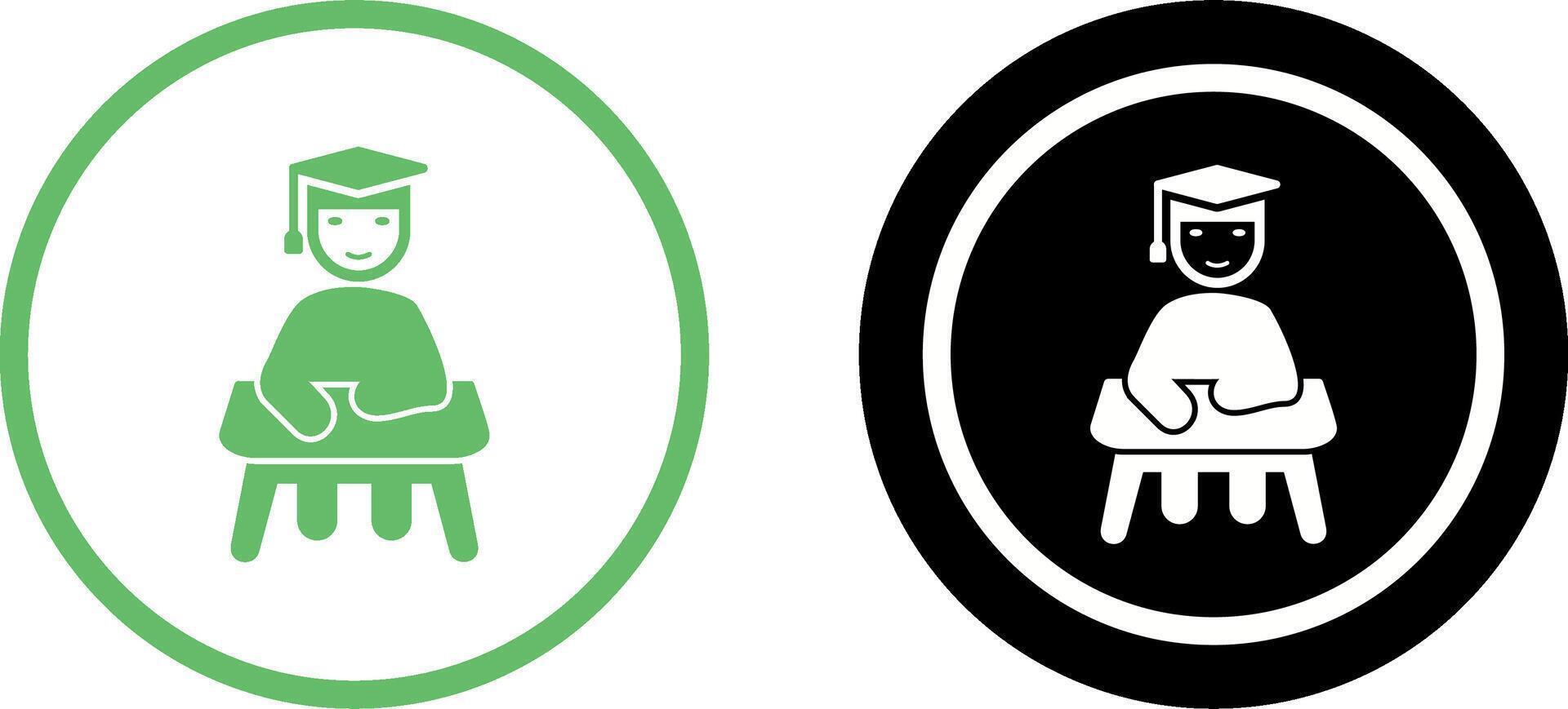 Unique Studying on Desk Icon Design vector