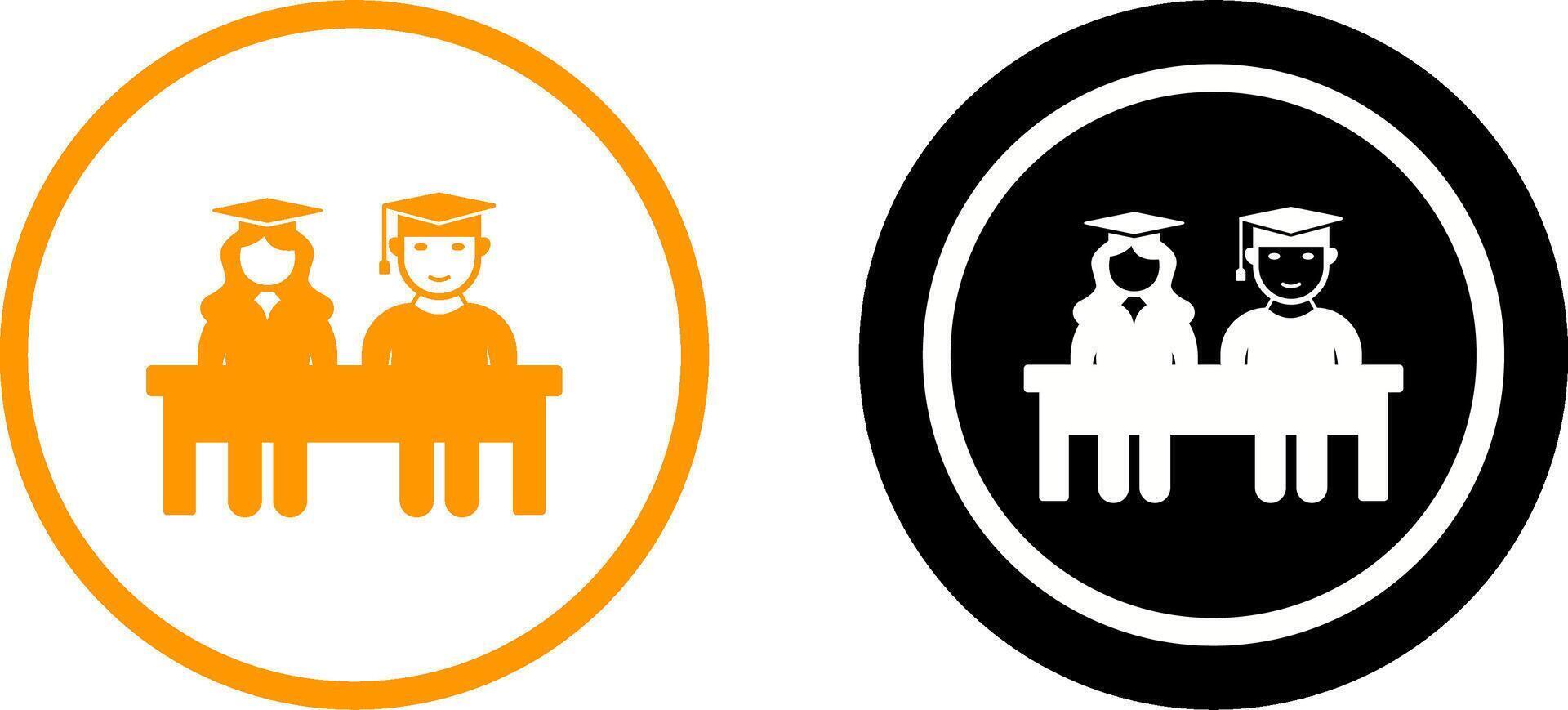 Unique Students Sitting Icon Design vector