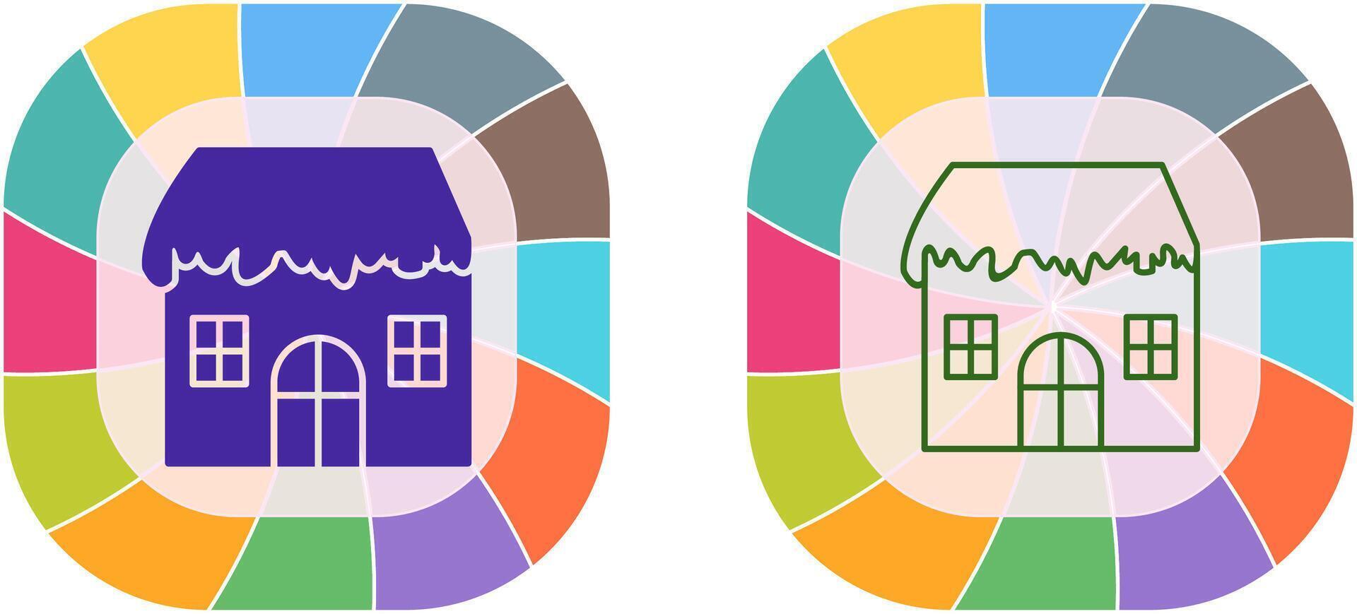 Unique House with Snow Icon Design vector