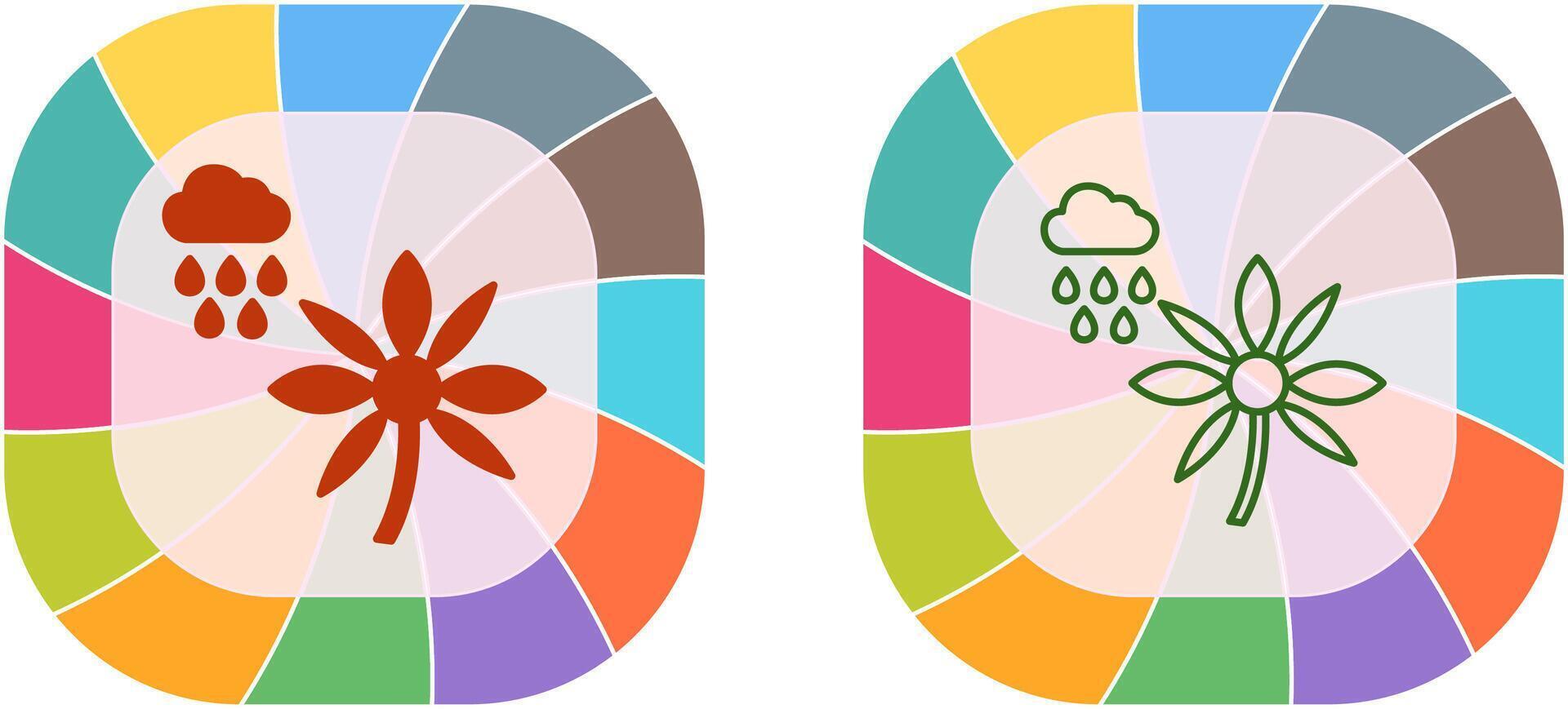 Flower with rain Icon Design vector