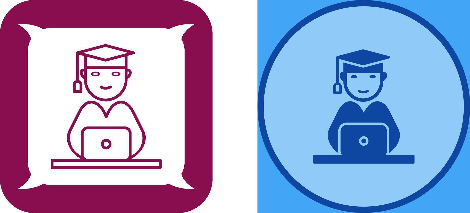 Unique Studying on Laptop Icon Design vector