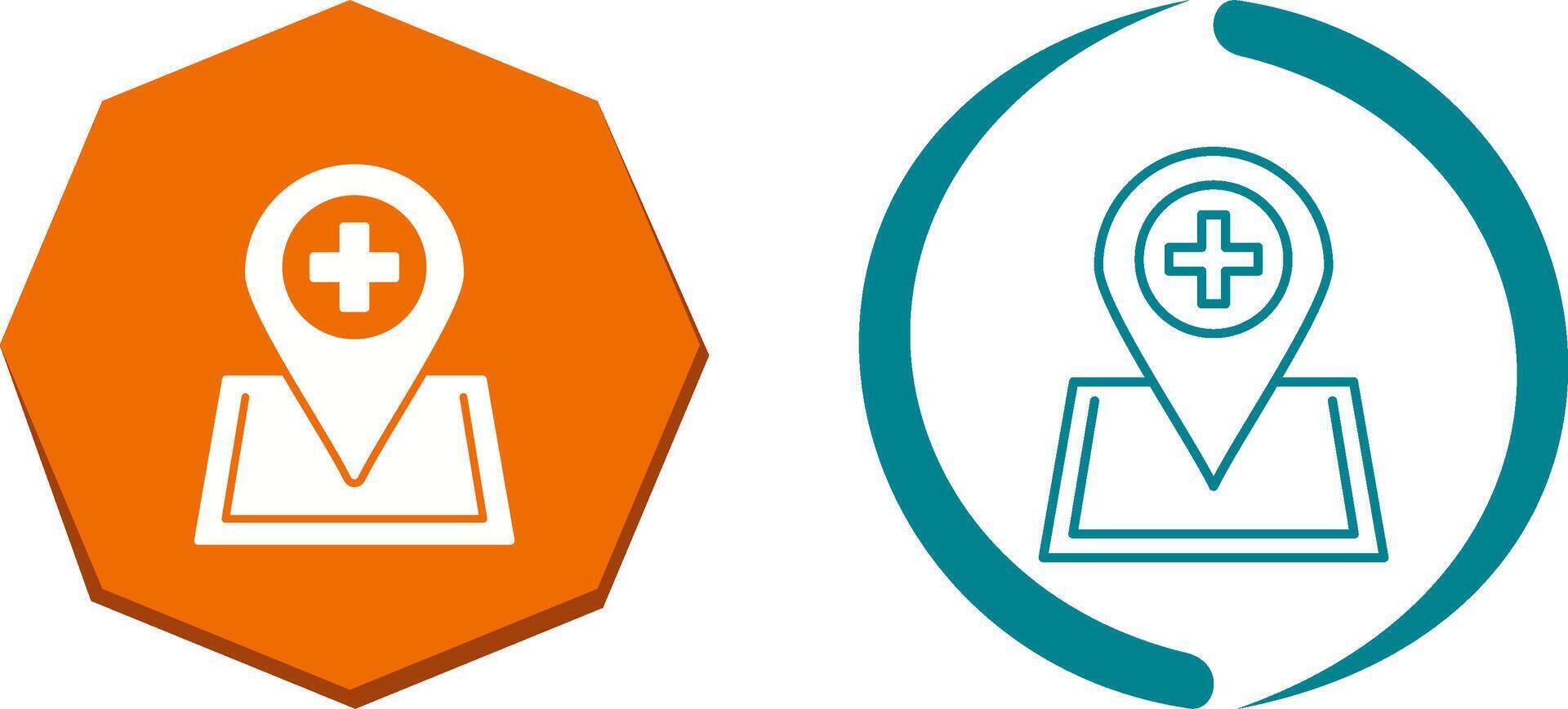 Location hospital Icon Design vector