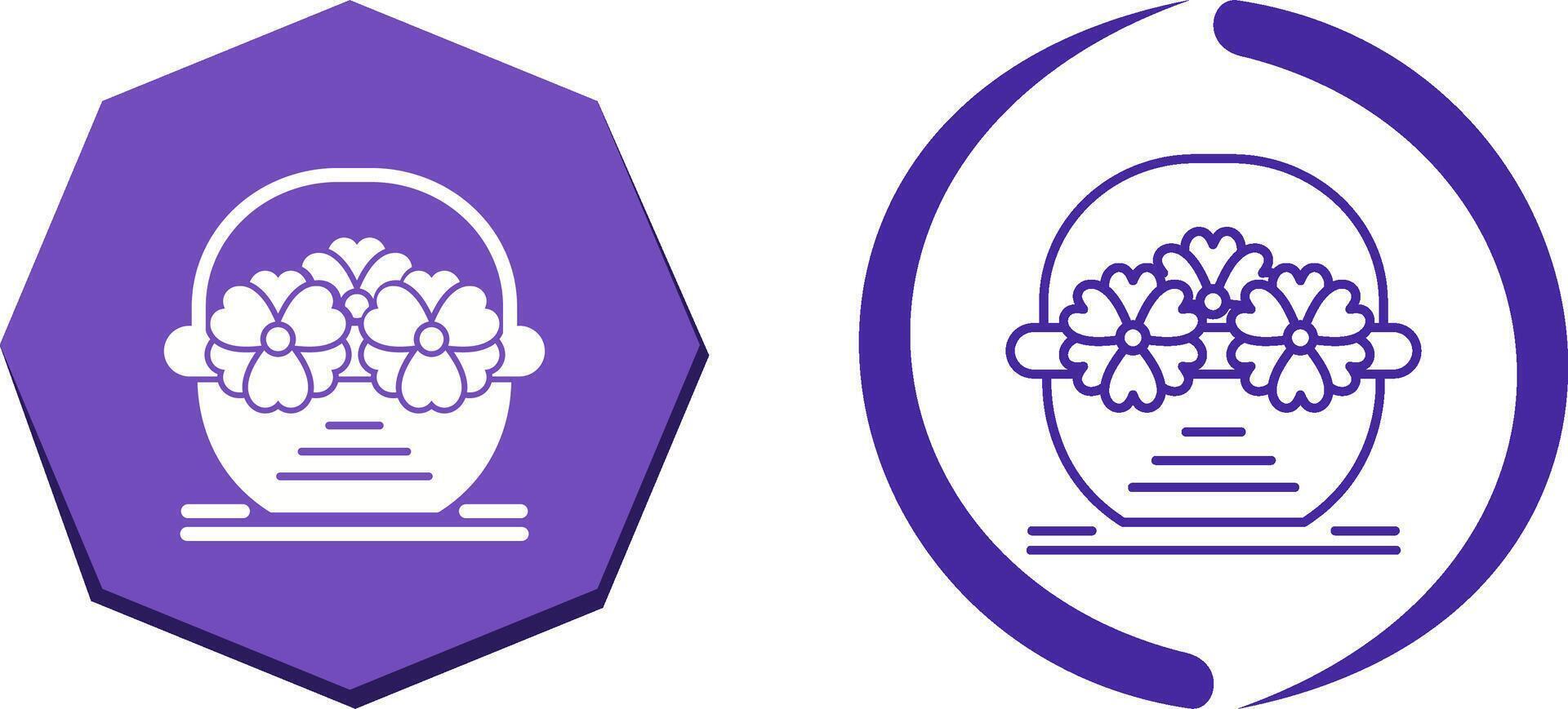 Flower Basket Icon Design vector