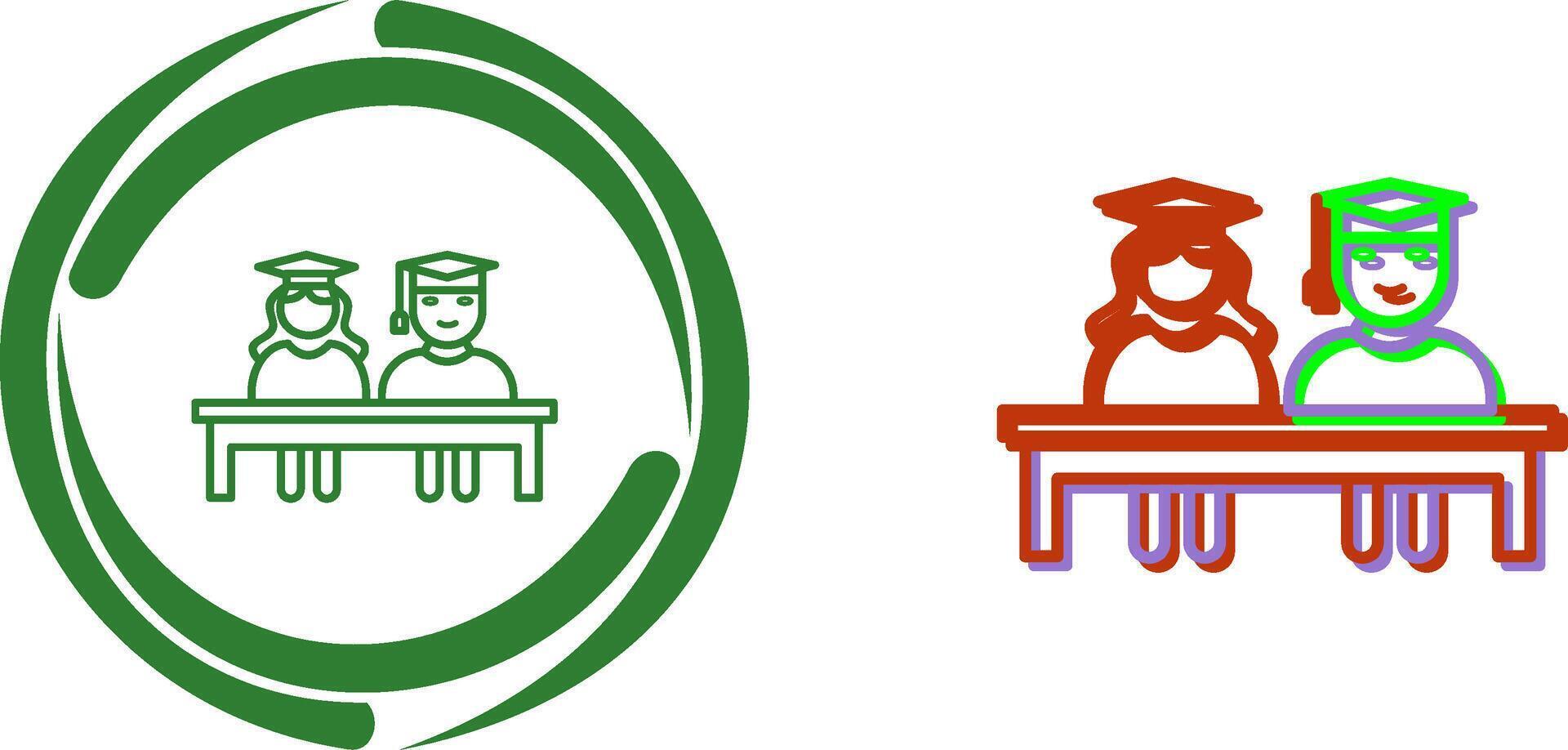Unique Students Sitting Icon Design vector