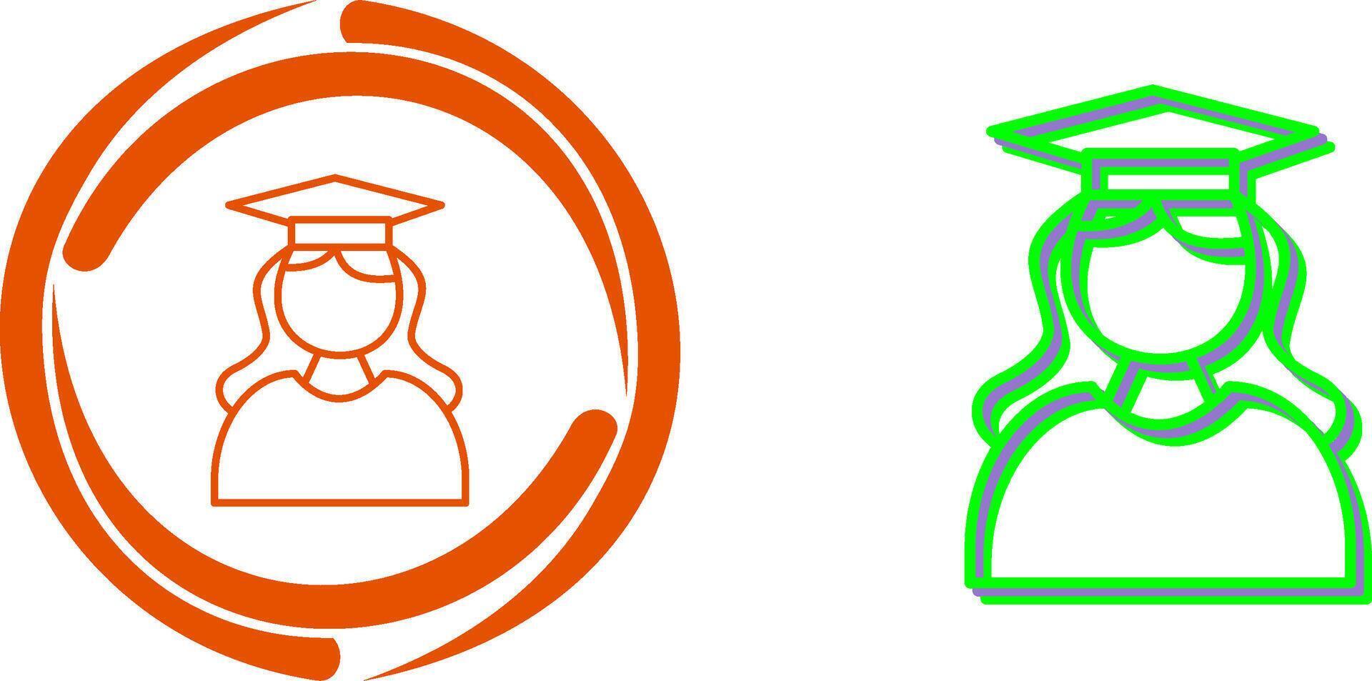 Unique Female Graduate Icon Design vector