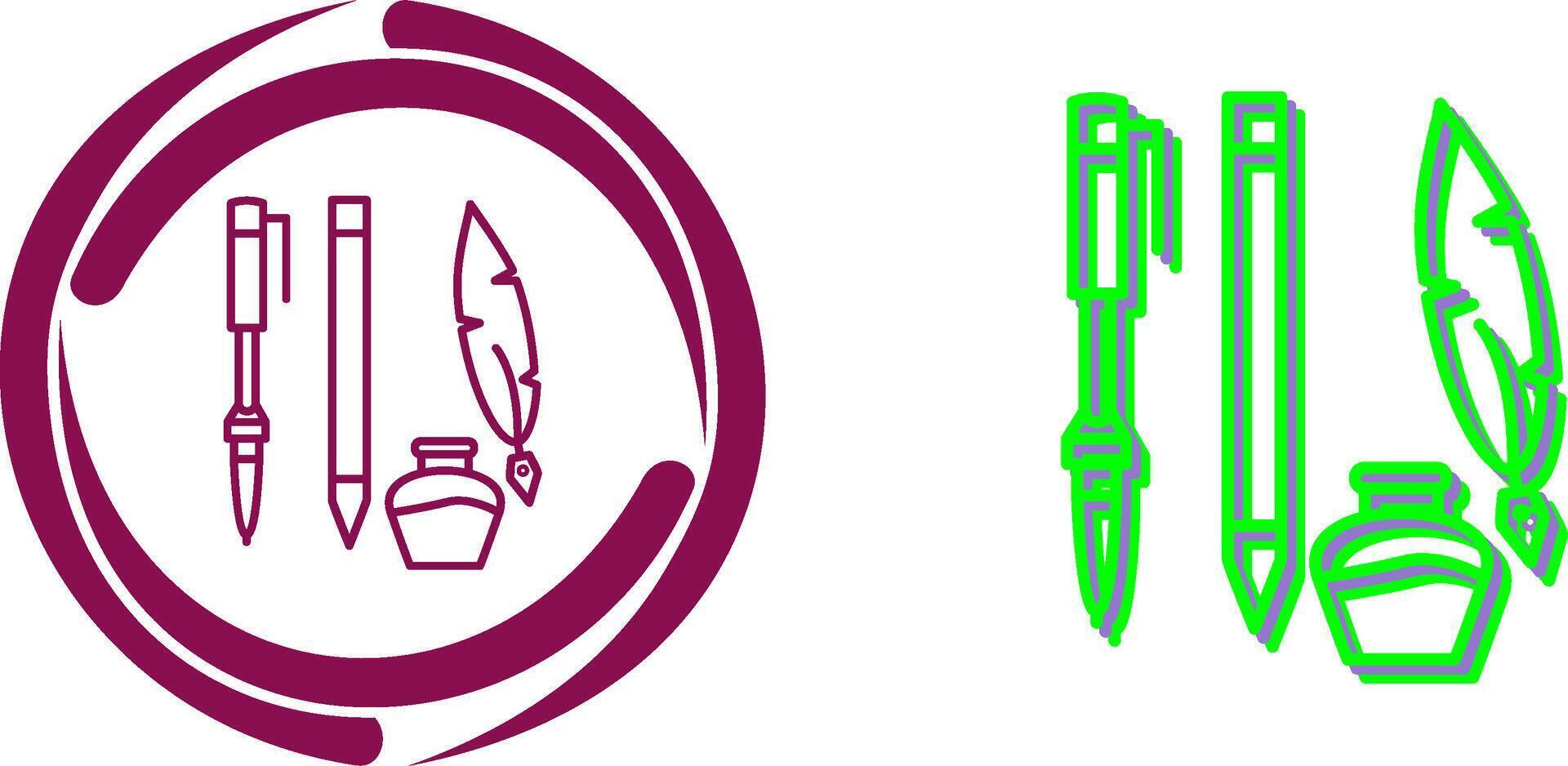 Unique Writing Equipment Icon Design vector