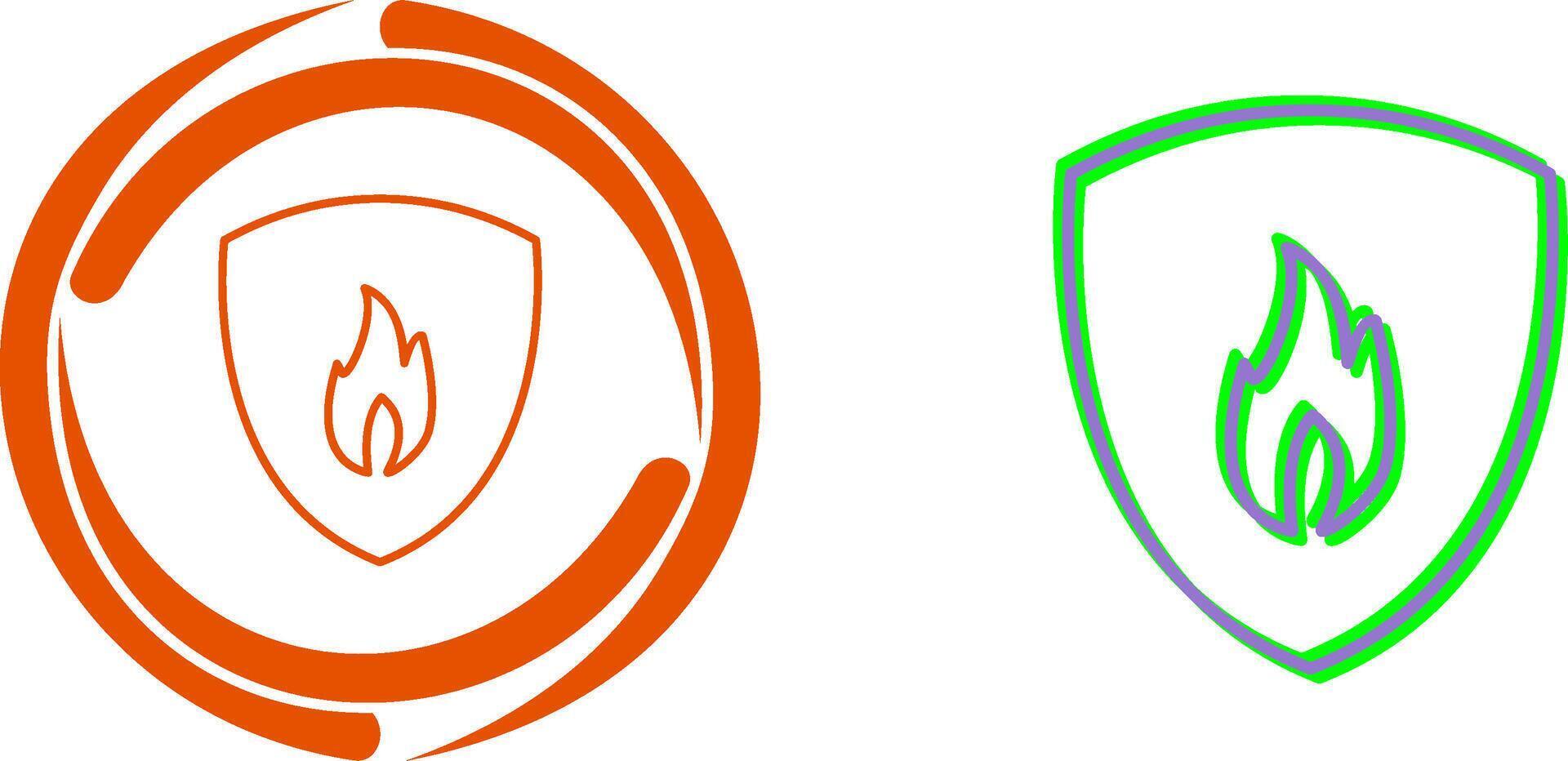 Unique Fire Shield Icon Design vector