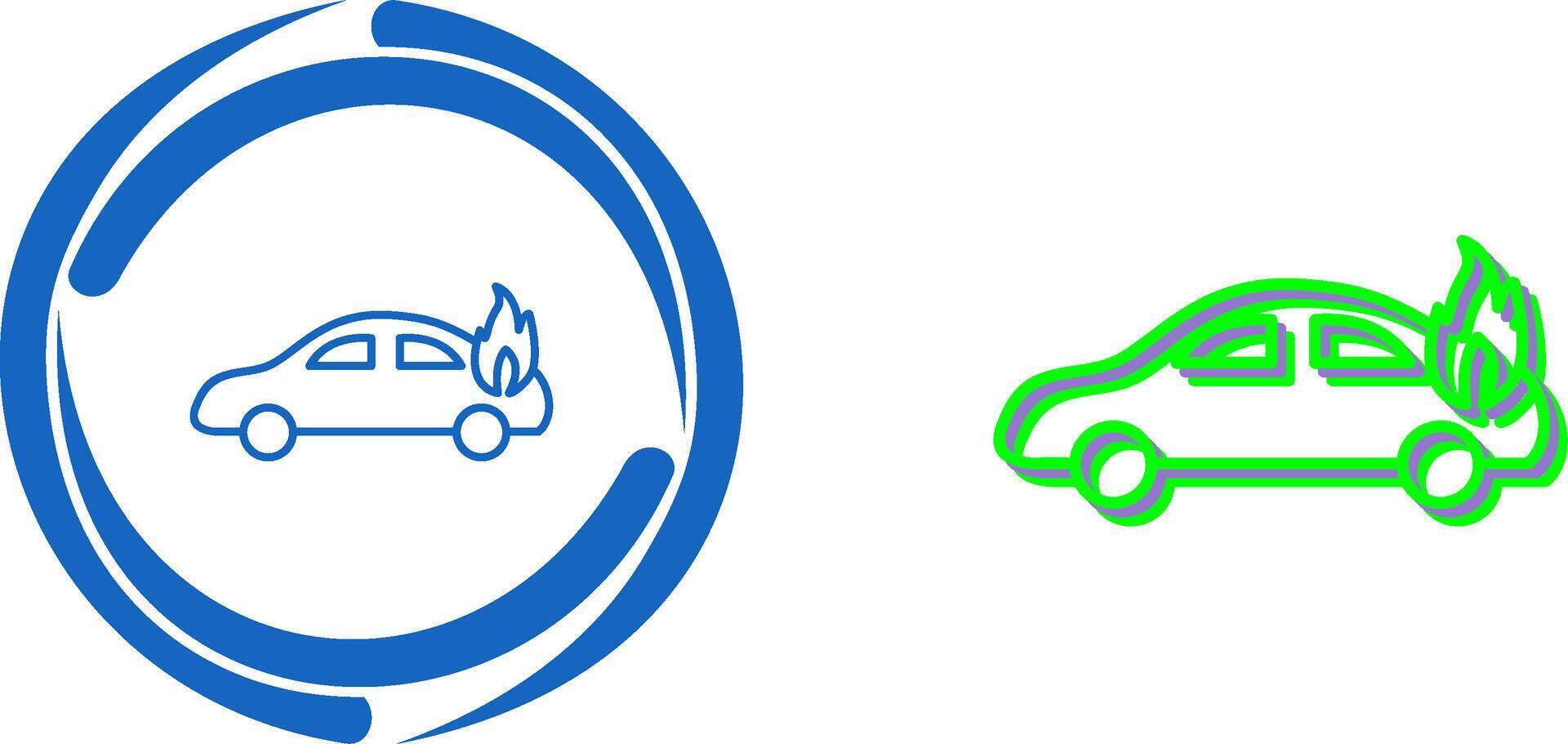 Unique Car on Fire Icon Design vector