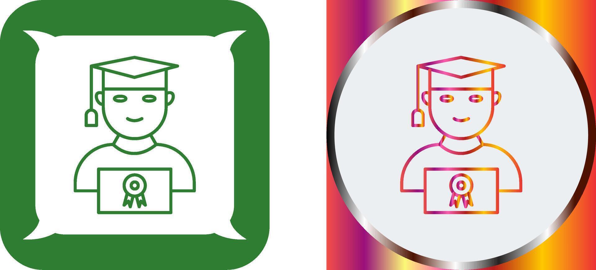 Unique Student Holding Degree Icon Design vector
