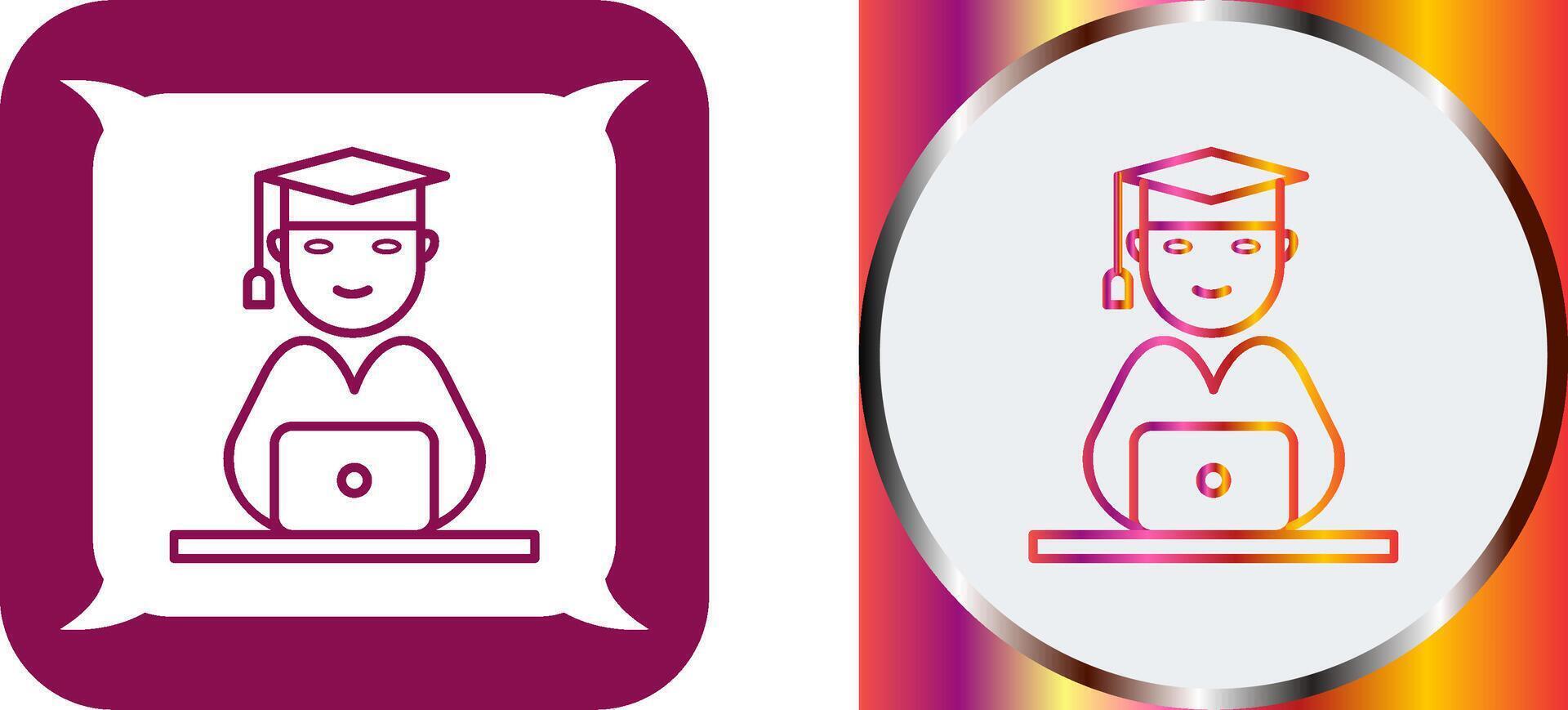 Unique Studying on Laptop Icon Design vector